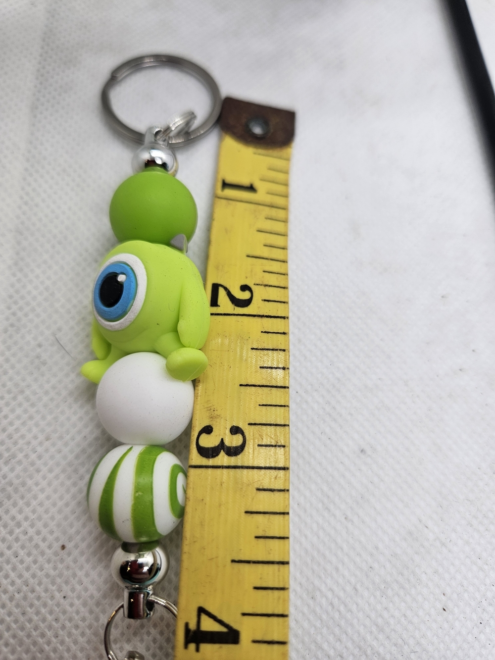 Green Monster Bead Keychain Key & Card Holder - Picture 2 of 2